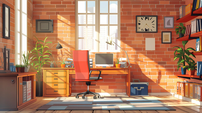 Business office in paper art vector image