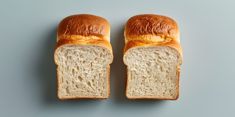 Wall Mural - two slices of bread on a blue surface