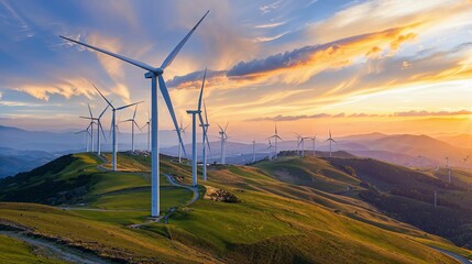 Wind turbines on the top of a mountain