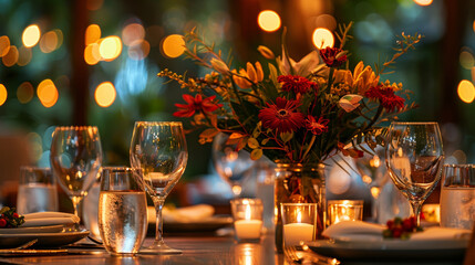 Wall Mural - a table set for a rehersal dinner 