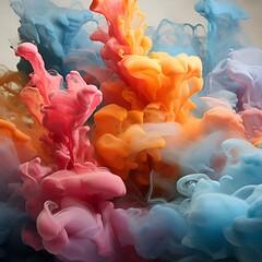 Canvas Print - colorful smoke on dark background. Motion Color drop in water,Ink swirling 