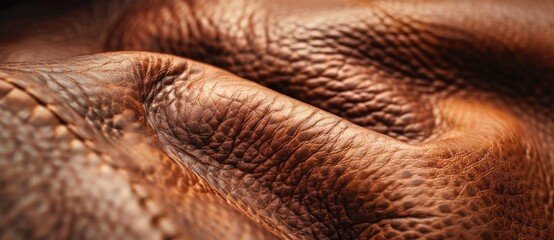 Canvas Print - Brown leather texture background, closeup