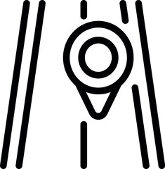 Poster - vector illustration of a bold location pin icon over a striped backdrop