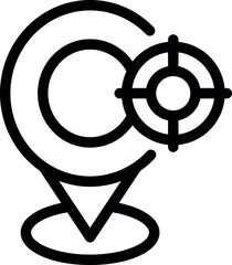 Fototapete - Black and white vector representation of a pinpoint with target crosshairs, symbolizing precise location