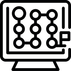 Poster - black and white vector icon of a circuit board displayed on a computer monitor, symbolizing technolo