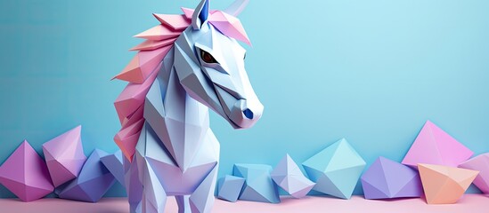 Wall Mural - colorful paper unicorns and pegasus on a dark background create a whimsical display. the paper unico
