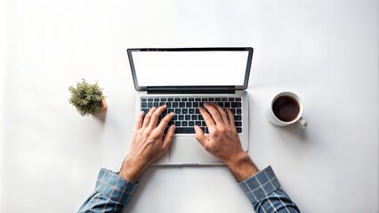 Wall Mural - young man using a laptop in the office