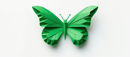 Wall Mural - vibrant origami butterfly paper against a white backdrop with copy space image.