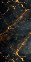 Wall Mural - Dark black stone with copper, gold details,background, abstract luxury wallpaper