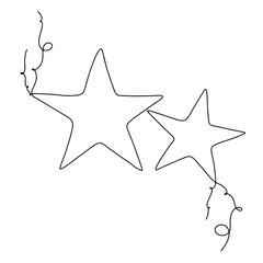 Poster - Continuous line of star hand drawn. vector illustration