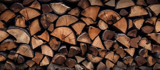 Wall Mural - Firewood bundles arranged with a white backdrop for a copy space image.