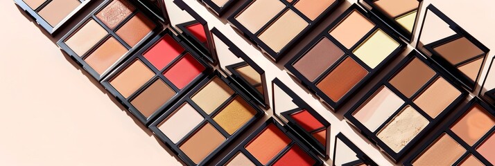Poster - A collection of various contouring and highlighting makeup palettes, featuring rich colors and a variety of shade options. Generative AI