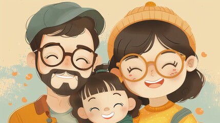 Illustrations people happy family