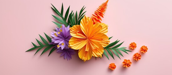 Wall Mural - An origami pineapple on a white backdrop with plenty of empty space for writing or images. Copy space image. Place for adding text and design