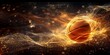 © Orod - Abstract digital art of a glowing amber-colored basketball on a dynamic background perfect for sports and futuristic themes