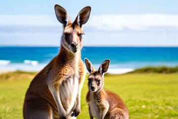 Wall Mural - kangaroo with baby