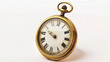 © Lull - Antique pocket watch on white background. Classic gold pocket watch on a white background, perfect for historical or time-related concepts.