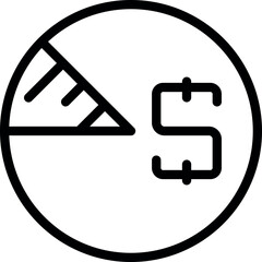 Poster - Black and white icon of a protractor and set square representing mathematics and geometry