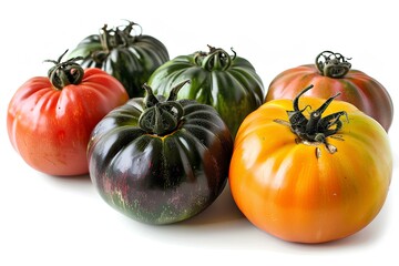 Poster - A group of tomatoes sitting on top of a white surface