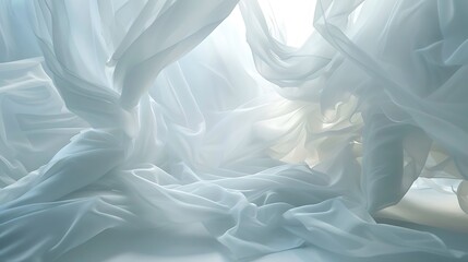 Wall Mural - floating elegant white fabric, cut out with a hint of morning mist.