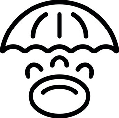 Wall Mural - A simple line art icon depicting a sad face with an umbrella overhead