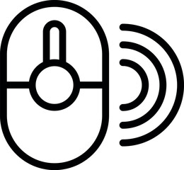 Poster - Vector illustration of a wireless mouse icon with radio signal waves, symbolizing connectivity