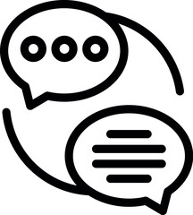 Poster - Minimalist black and white chat bubbles icon concept for communication and messaging in social media and web interface, with a simple and flat design, suitable for mobile app and internet network