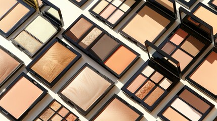 Aufkleber - A collection of contouring and highlighting palettes in various shades of brown, pink, and peach. Generative AI