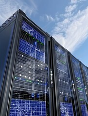 Poster - Futuristic Solar Powered Server Data Center with Renewable Energy Technology