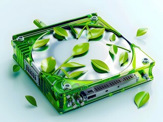 Poster - Eco Friendly Hard Drive with Leaf Inspired Design for Sustainable Data Storage