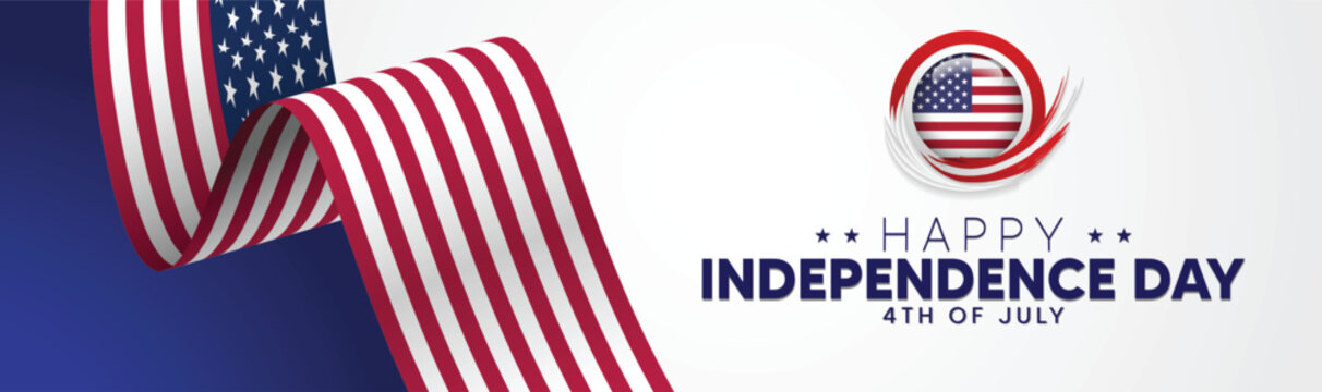 happy independence day 4th of July Usa Day flag ribbon vector banner