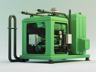 Poster - renewable energy backup generator in compact green design for sustainable power supply