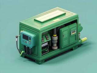 Poster - renewable energy backup generator a green themed machine for sustainable power supply and