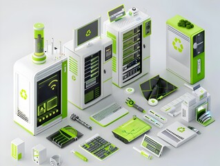 Poster - Eco Friendly 3D Rendered IT Equipment with Green Design Elements