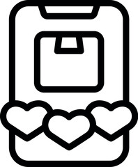 Sticker - Outlined icon of a mobile device with heart ratings indicating customer satisfaction or app review