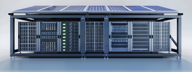 Poster - solar panel server rack d rendering of a cuttingedge data center infrastructure