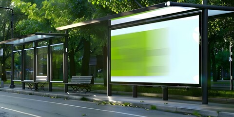 Wall Mural - Design of Vacant Outdoor Advertising Billboard at Bus Stop for Marketing. Concept Outdoor Advertising, Billboard Design, Bus Stop Marketing, Brand Promotion, Graphic Design
