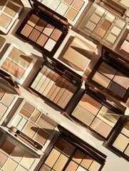 Poster - A close-up of several different makeup palettes and highlighters. Generative AI