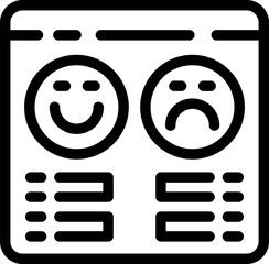 Wall Mural - Minimalistic black and white customer feedback icons concept with satisfaction emoticons for web page interface design and user experience ux evaluation and rating on online business and client qual