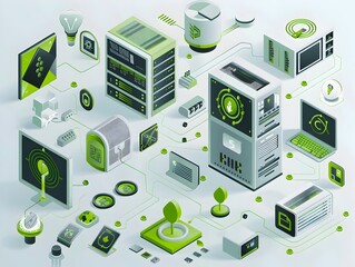 Poster - Sustainable IT Equipment  Eco Friendly and Technologically Advanced of Green Accented Digital