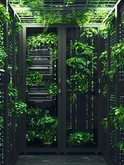 Poster - Eco Friendly Server Room Design with Lush Green Elements Showcasing Sustainable and Nature Inspired