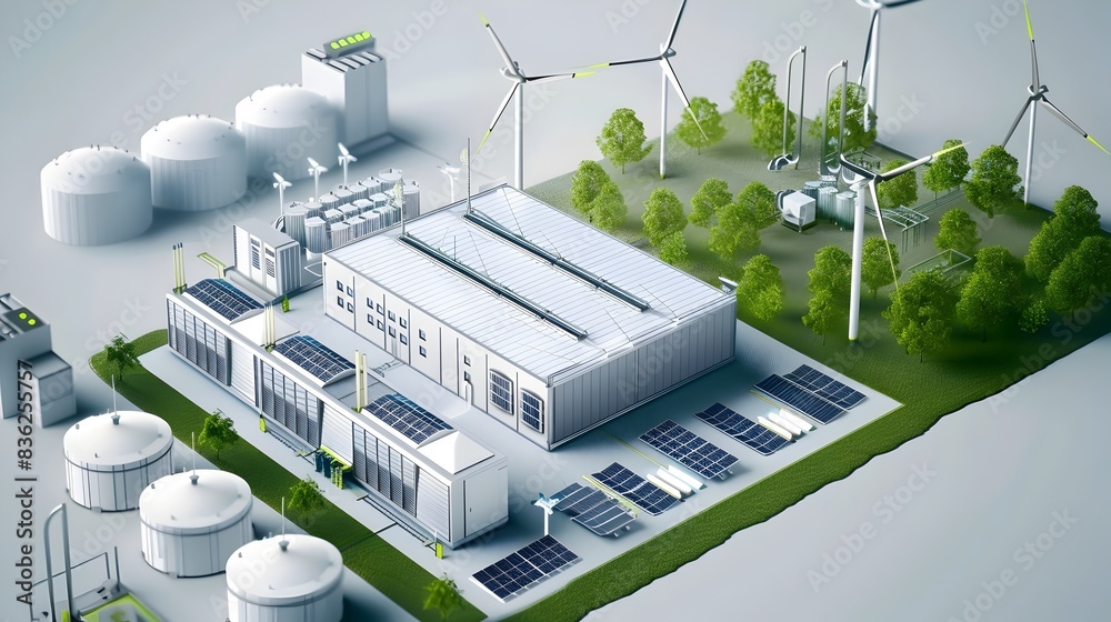 of Renewable Energy Data Center Layout Plan with Green Power Sources ...