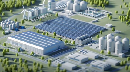Poster - renewable energy data center layout 2d of a sustainable facility with clean power sources