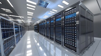 Poster - Futuristic Solar Powered Server Room with Cutting Edge Technology