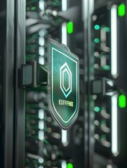 Poster - 3d rendered eco friendly data center certification badge