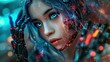 © harkamat - Fantasy character cute face cyborg girl cyberpunk anime style Background wallpaper AI generated image