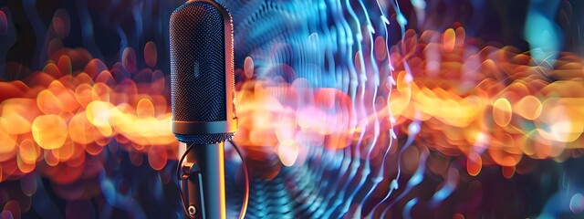 Poster - of Microphone Capturing Sound Waves at Different Frequencies