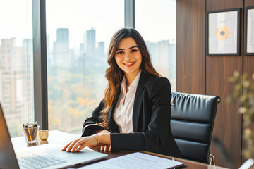 Wall Mural - Portrait of a beautiful business woman in the office