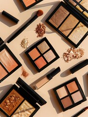 Poster - A selection of contouring and highlighter palettes, organized in an elegant and visually appealing display. Generative AI