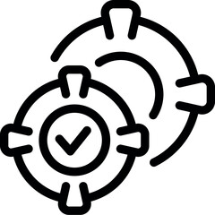 Poster - Black line art of two overlapping clocks with a check mark, symbolizing efficient time management